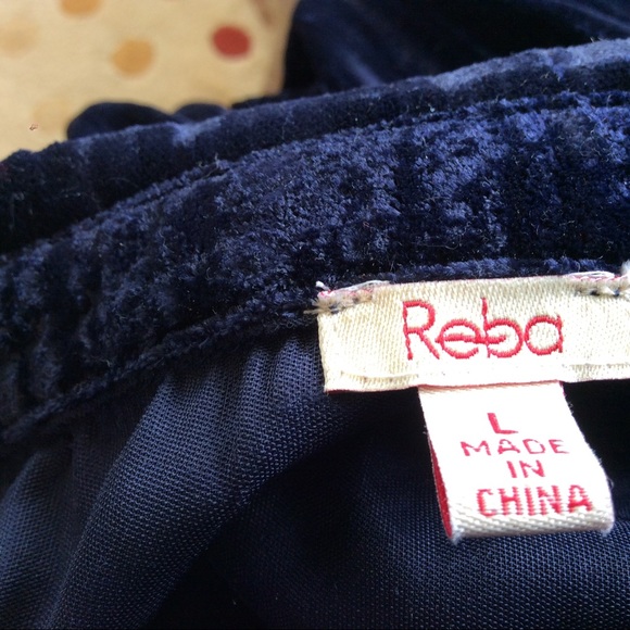 Reba Navy Crushed Velvet long Sleeved shirt Large - Picture 5 of 6